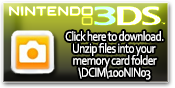 Click this button to download a free sampler ZIP containing 3D .MPO photos and .AVI videos for the Nintendo 3DS. Simply unzip the contents of the ZIP into your 3DS SD card here: \DCIM\100NIN03\